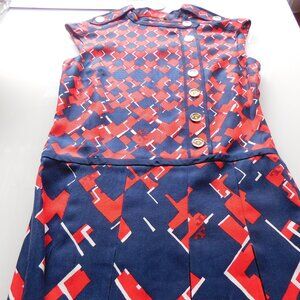 Tory Burch Blue & red dress gold button size 4